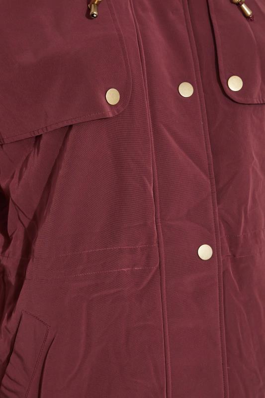 Plus Size Burgundy Red Plush Parka Coat | Yours Clothing  5