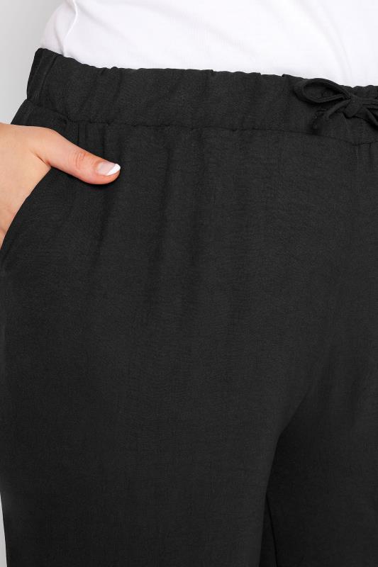 YOURS Plus Size Black Stretch Jersey Wide Leg Trousers | Yours Clothing 4