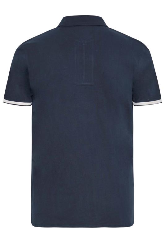 BadRhino Big & Tall Navy Blue Stripe Placket Polo Shirt 3