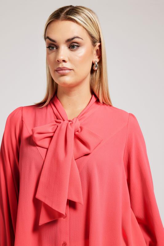 YOURS LONDON Plus Size Pink Tie Neck Blouse | Yours Clothing 4