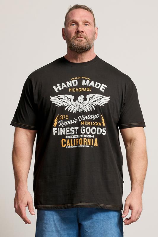KAM Big & Tall Black California Print T-Shirt | BadRhino 1