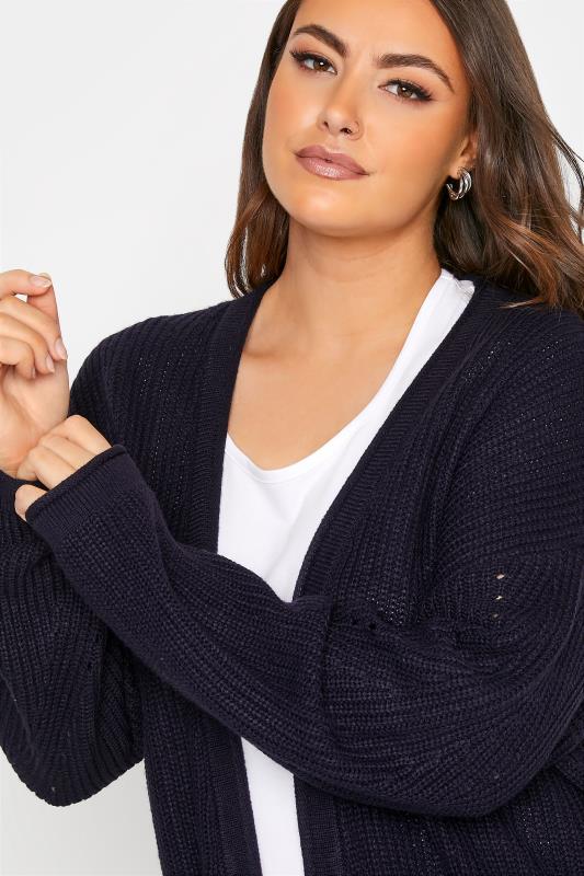 Plus Size Curve Navy Blue Essential Knitted Cardigan | Yours Clothing 4