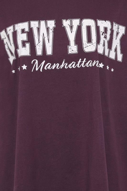 Plus Size Purple 'New York' Slogan Oversized Tunic Top | Yours Clothing 5