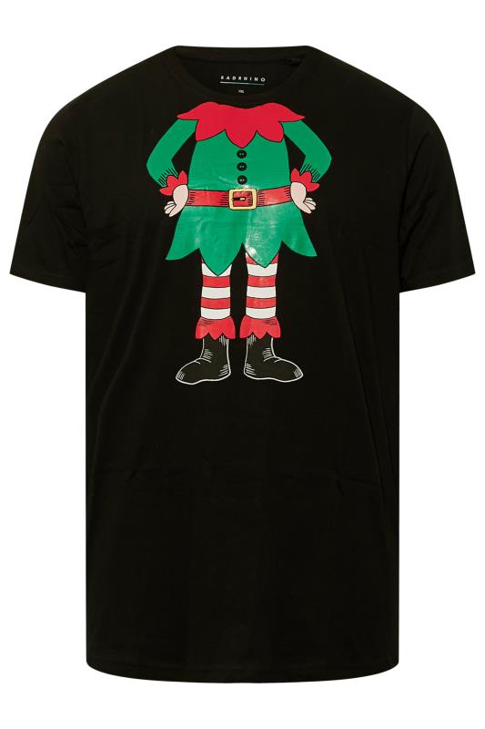 BadRhino Big & Tall Black Elf Print Christmas T-Shirt | BadRhino 3