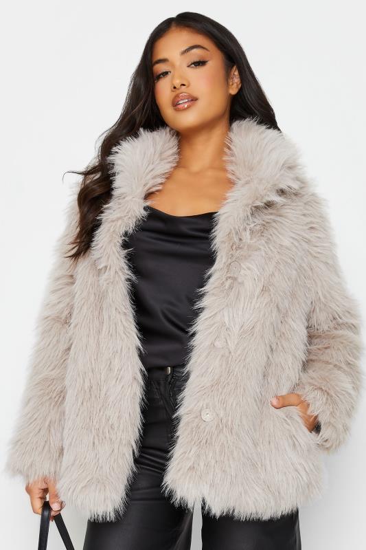 Petite  PixieGirl Light Grey Faux Fur Coat