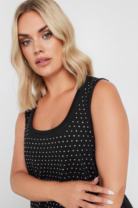 YOURS Plus Size Black Studded Vest Top | Yours Clothing