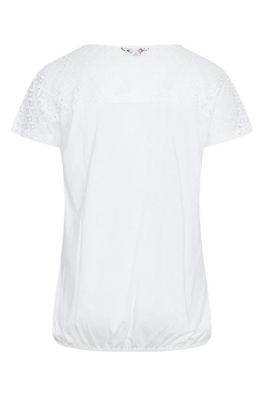 Plus Size White Lace Detail Bubble Hem T-Shirt | Yours Clothing 7