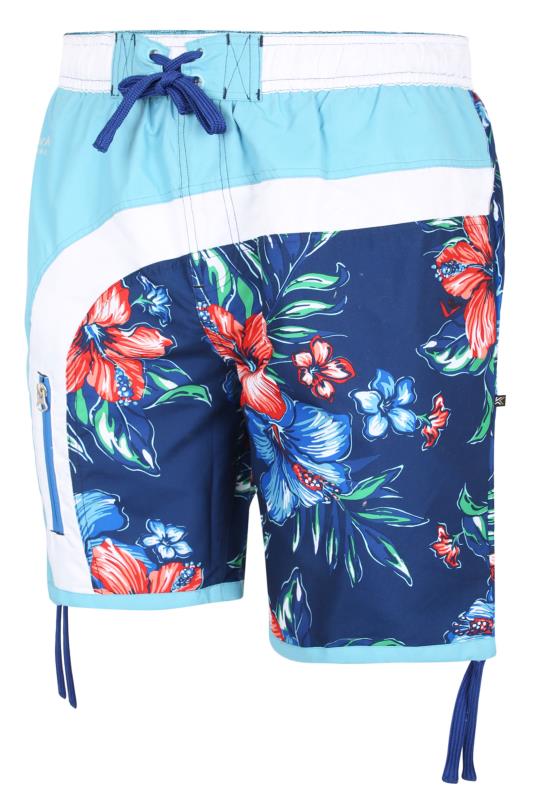Men's  KAM Big & Tall Blue Floral Print Board Swim Shorts