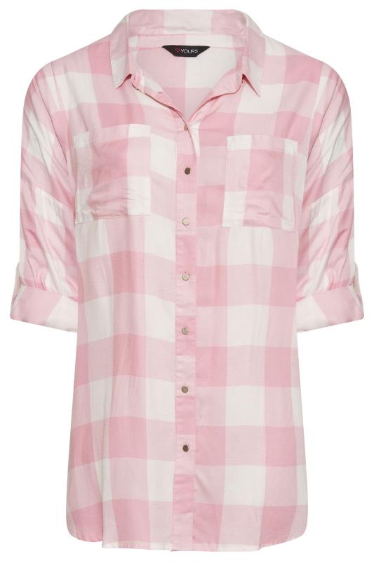  Plus size Pink Check Oversized Shirt | Yours Clothing 6