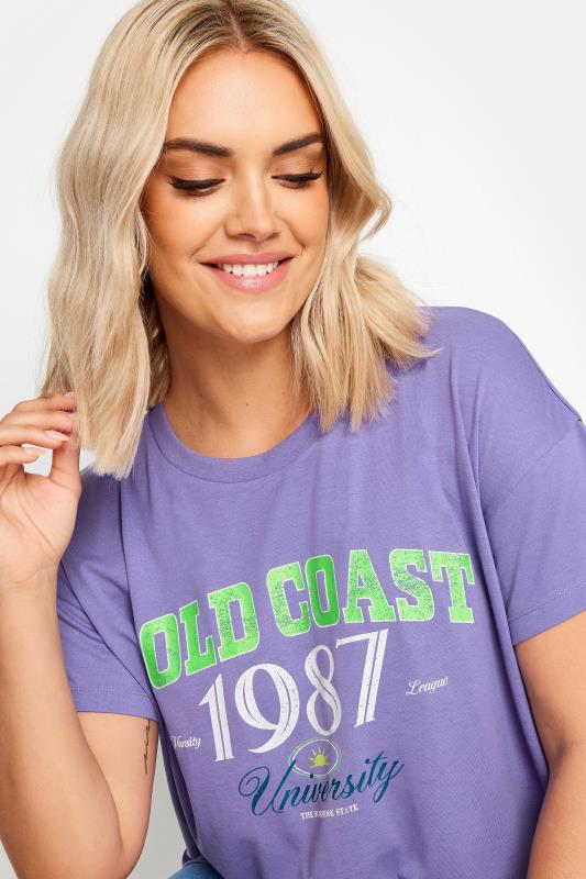 YOURS Plus Size Purple 'Gold Coast' Slogan T-Shirt | Yours Clothing 4