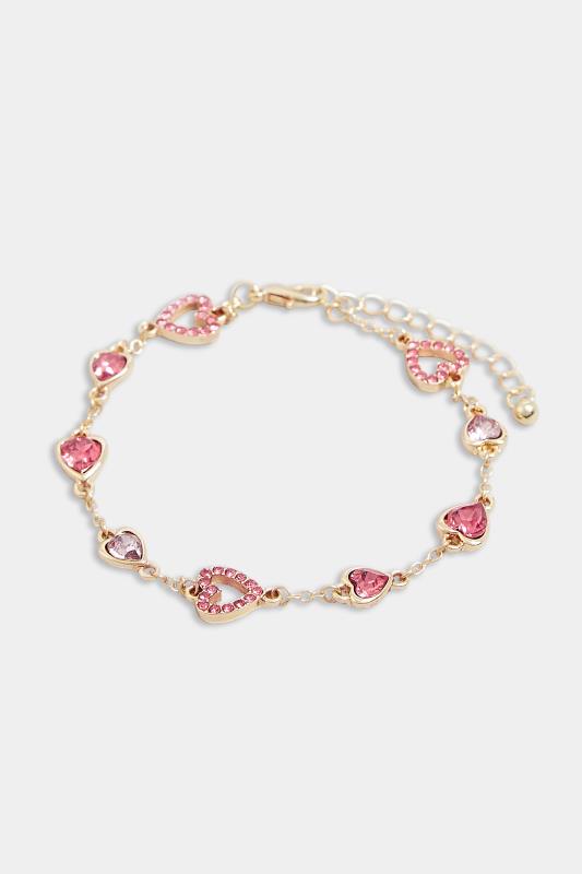 Gold Diamante Heart Bracelet | Yours Clothing  2