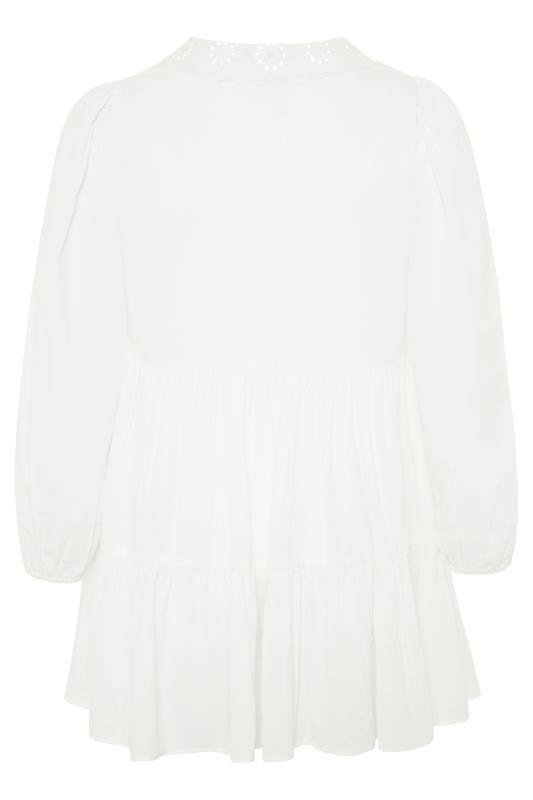 LIMITED COLLECTION Curve White Embroidered Collar Tiered Hem Shirt 6
