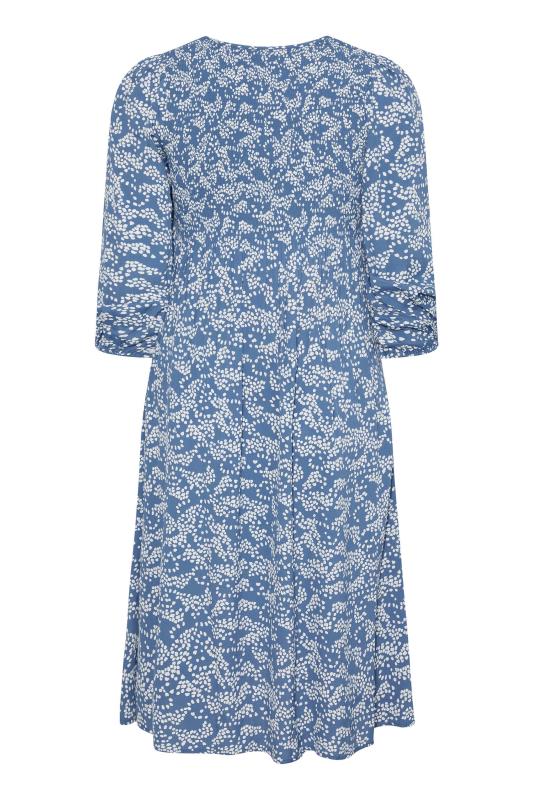BUMP IT UP MATERNITY Plus Size Blue Ditsy Print Shirred Smock Dress | Yours Clothing 7