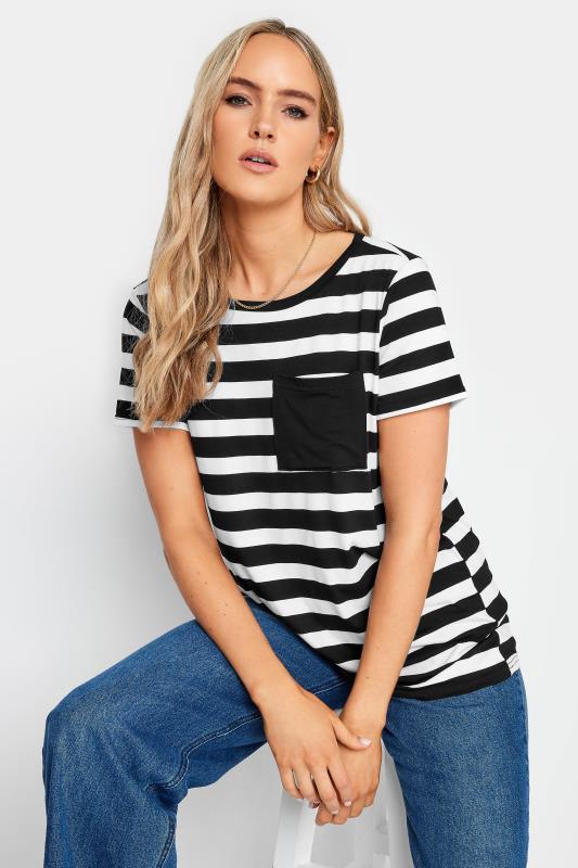 LTS Tall Black & White Stripe T-Shirt | Long Tall Sally  1