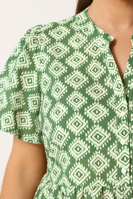 YOURS Plus Size Green Abstract Half Placket Dress | Yours Clothing 4