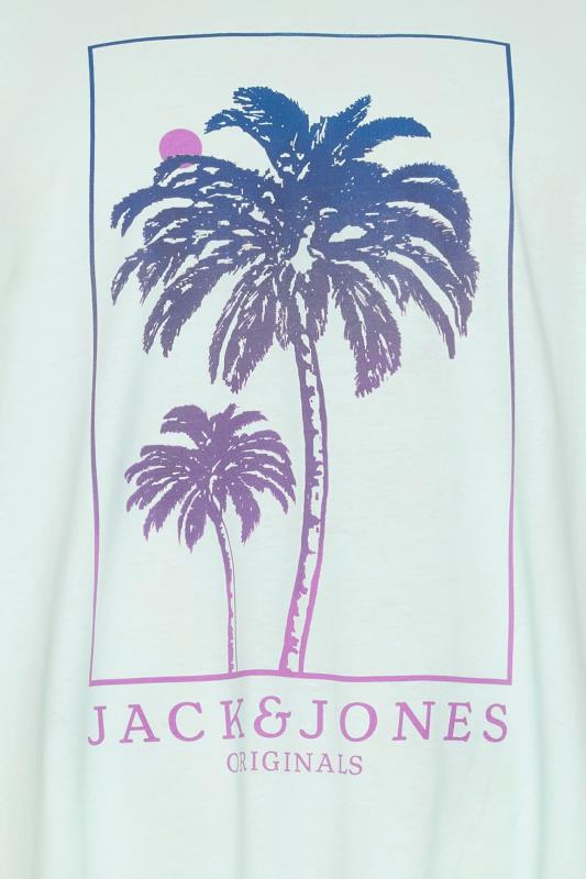 JACK & JONES Turquoise Blue Palm Short Sleeve Crew Neck T-Shirt | BadRhino 4