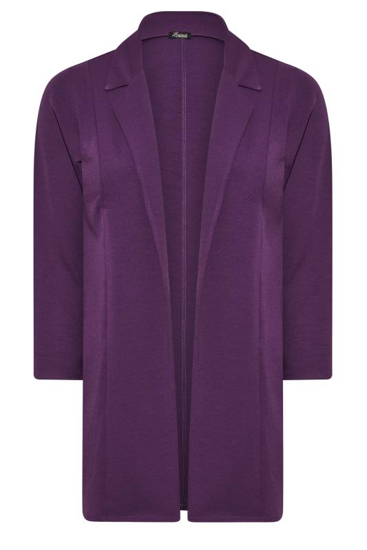 YOURS Curve Plus Size Dark Purple Longline Blazer | Yours Clothing 6