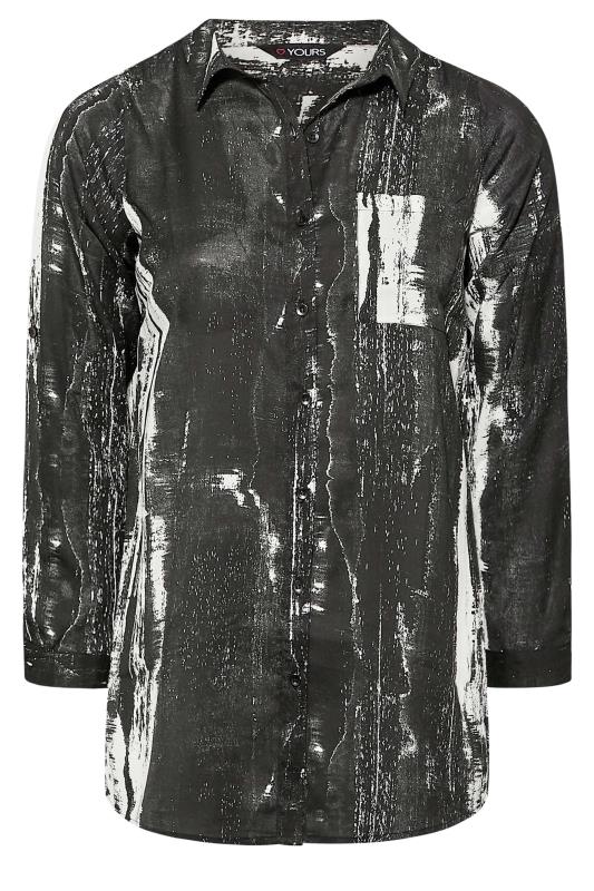 Plus Size Black Abstract Print Boyfriend Shirt | Yours Clothing 6