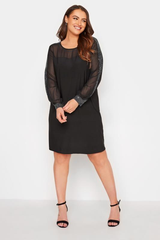  Grande Taille YOURS LONDON Curve Black Sequin Tunic Dress