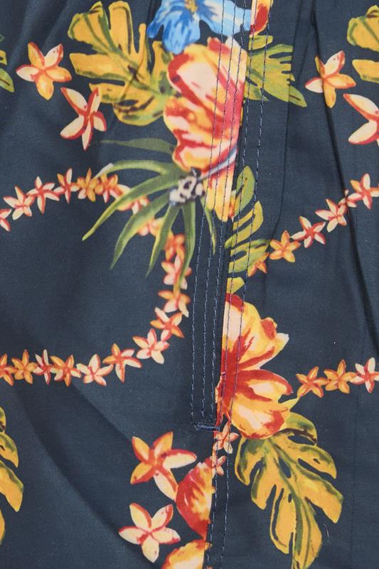 D555 Big & Tall Navy Blue Hawaiian Swim Shorts | BadRhino 5