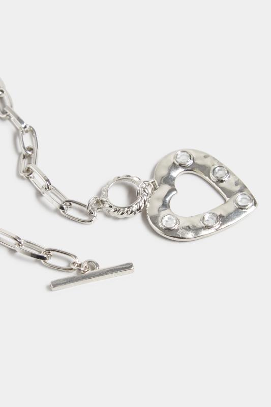 Silver Heart T-Bar Chain Necklace | Yours Clothing 4
