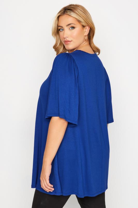Plus Size Cobalt Blue Pleat Angel Sleeve Swing Top | Yours Clothing 4