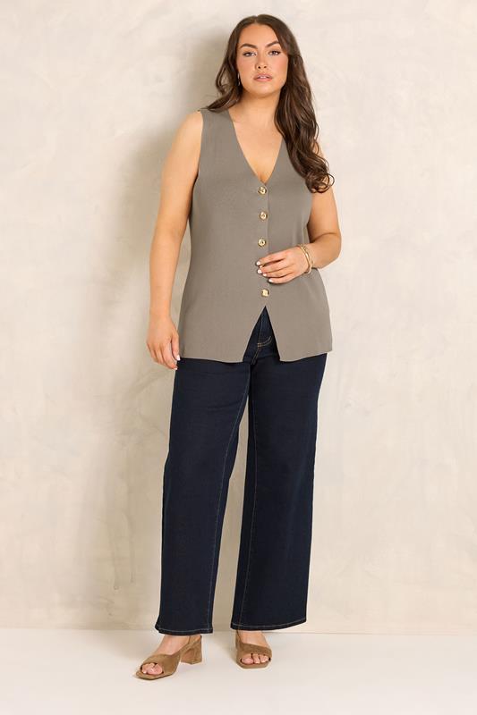 EVANS Plus Size Taupe Knitted Waistcoat | Evans 1