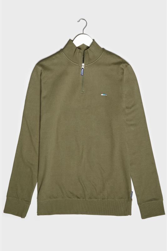 BadRhino Big & Tall Khaki Green Quarter Zip Essential Sweatshirt 2