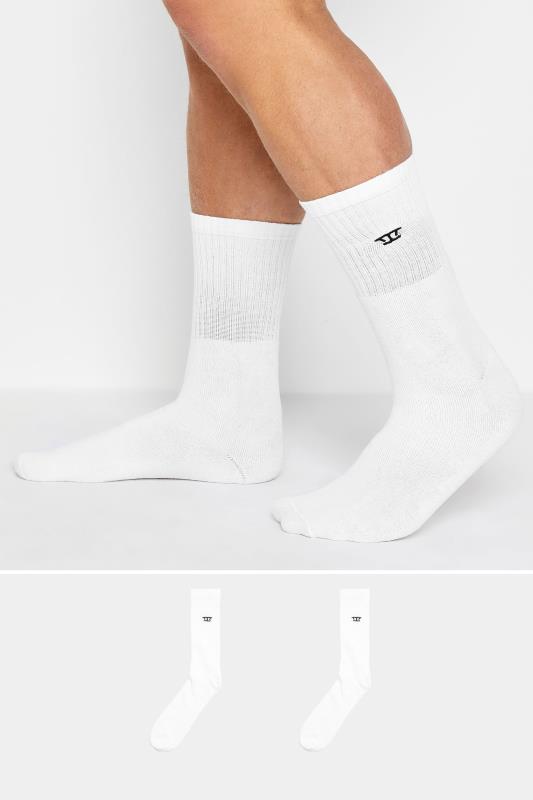  Grande Taille D555 2 PACK White Sports Socks