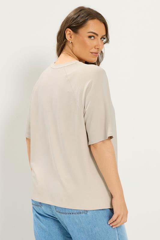 YOURS Plus Size Natural Brown Soft Touch Raglan T-Shirt | Yours Clothing 2