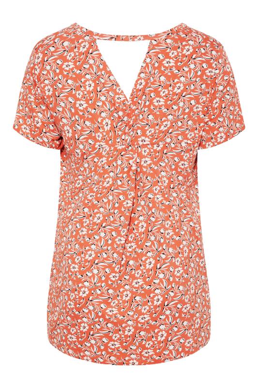 Plus Size Orange Floral Cut Out Back T-Shirt | Yours Clothing 7