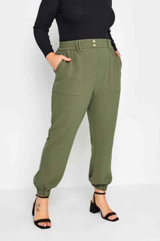 LIMITED COLLECTION Curve Dark Green Camo Cargo Parachute Trousers