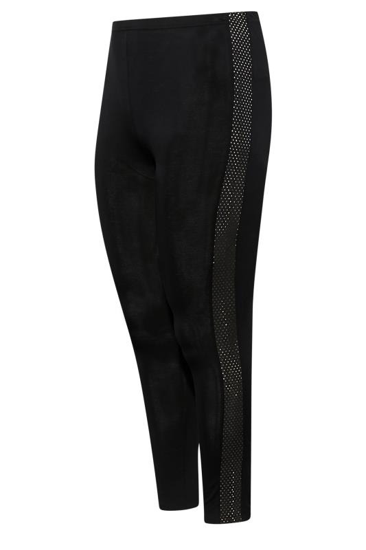 Plus Size Black Sequin Side Leggings | Yours Clothing 7