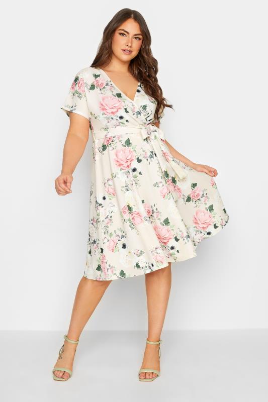 YOURS LONDON Plus Size Floral Wrap Skater Dress | Yours Clothing 2