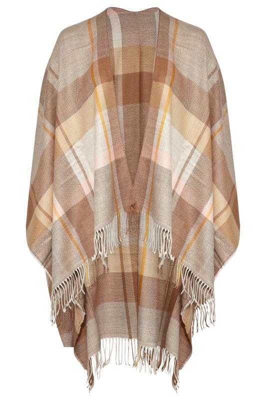 Curve Brown Check Knitted Wrap Shawl 6