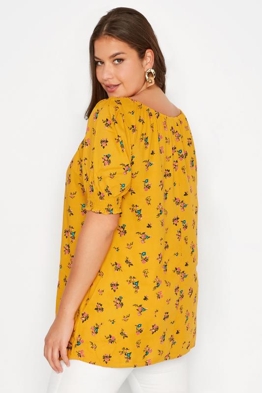 Curve Mustard Yellow Floral Gypsy Top 3