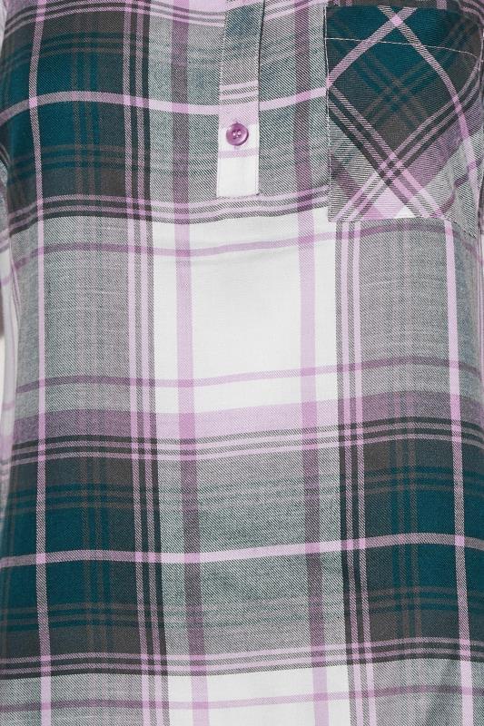 Petite Lilac Purple & White Check Print Overhead Shirt | PixieGirl 5