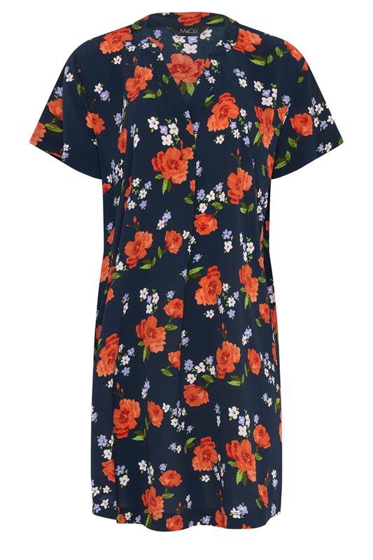 M&Co Blue Floral Notch Neck Midi Dress | M&Co 5