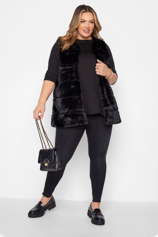 Plus Size Black Envelope Neck Swing Top | Yours Clothing 2