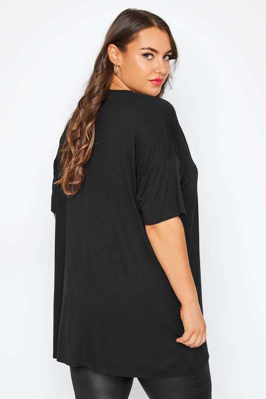 LIMITED COLLECTION Plus Size Black Cut Out Sleeve Oversized T-Shirt | Yours Clothing 3