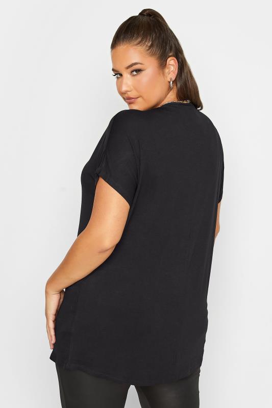 Plus Size Black Grown On Sleeve T-Shirt | Yours Clothing 3