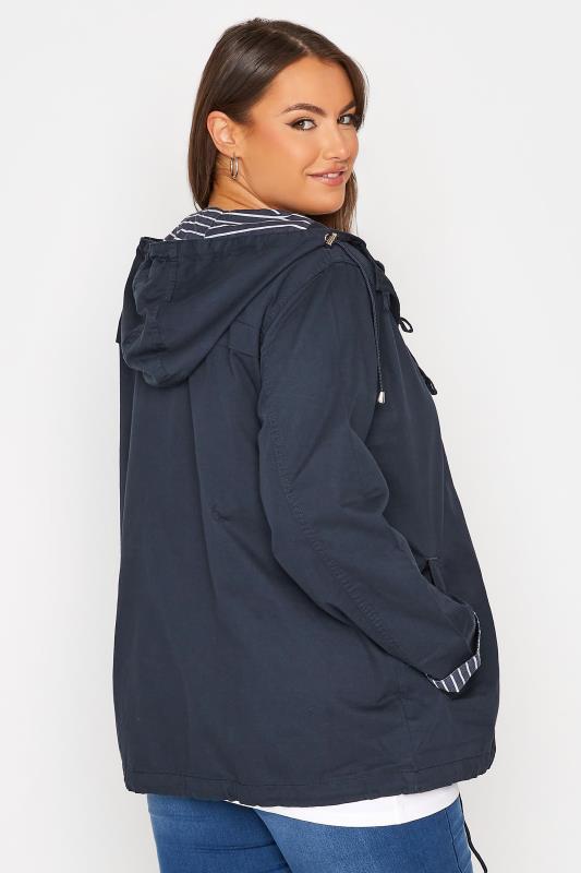 Plus Size Dark Blue Contrast Parka Jacket | Yours Clothing  4