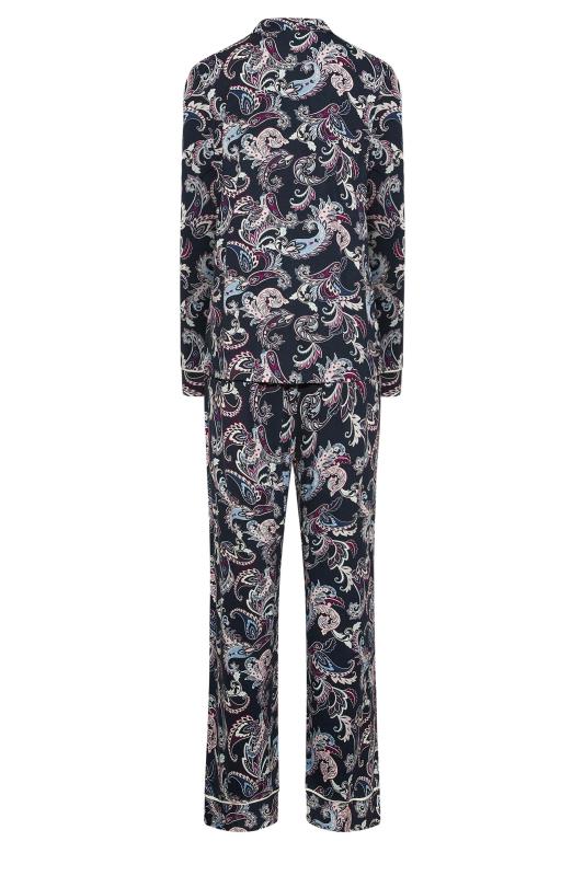 LTS Tall Women's Navy Blue Paisley Print Pyjama Set | Long Tall Sally  7