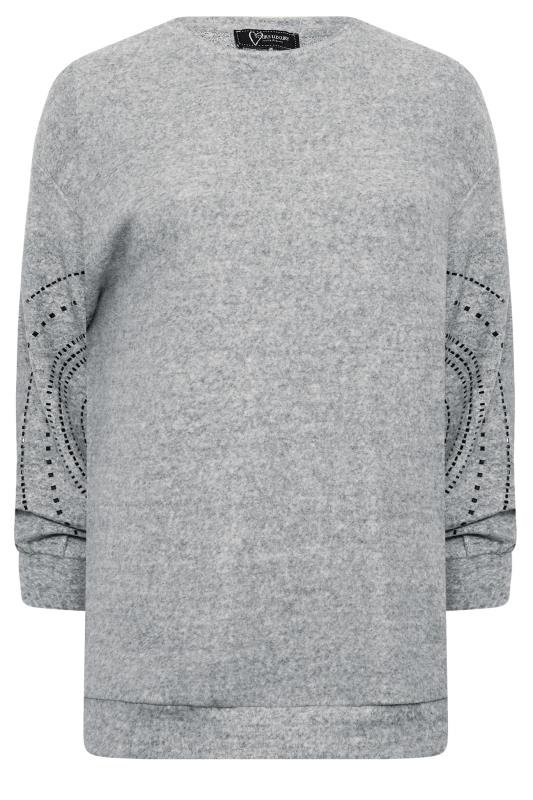 YOURS LUXURY Plus Size Curve Grey Sequin Embellished Jumper | Yours Clothing 7