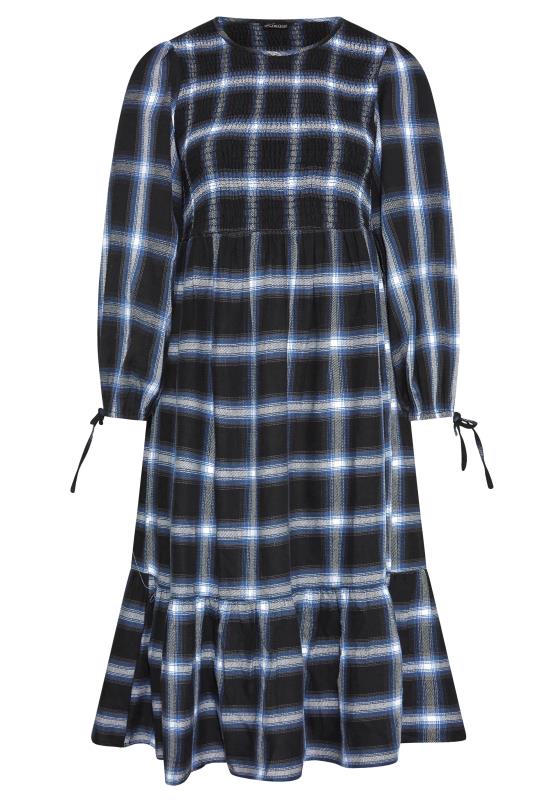 LIMITED COLLECTION Black Check Shirred Dress_F.jpg