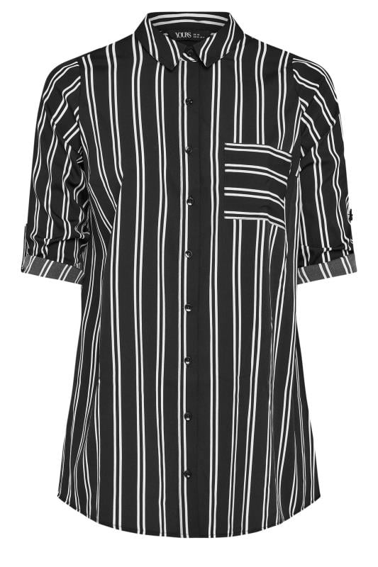 YOURS Plus Size Black Stripe Print Boyfriend Shirt | Yours Clothing  6