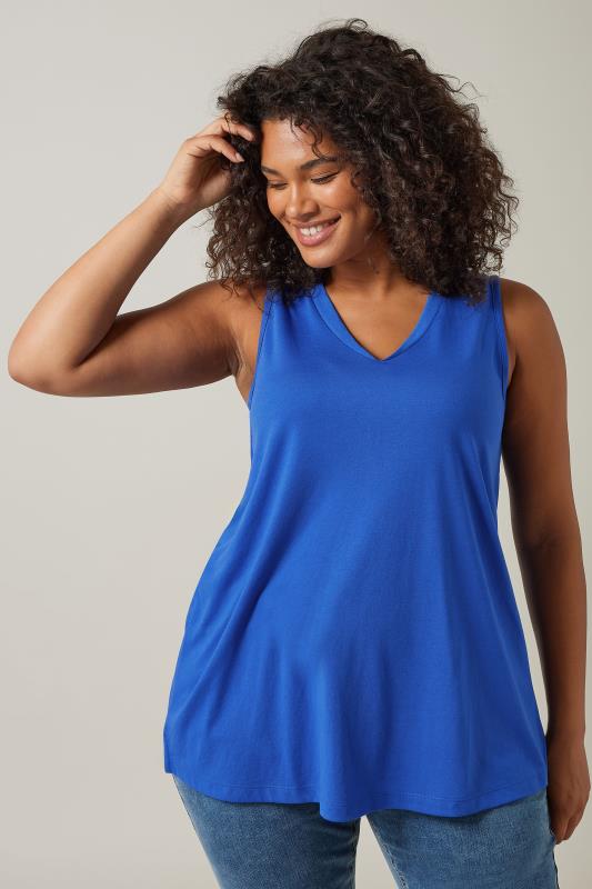 EVANS Plus Size Cobalt Blue Modal Rich Vest Top | Evans 2