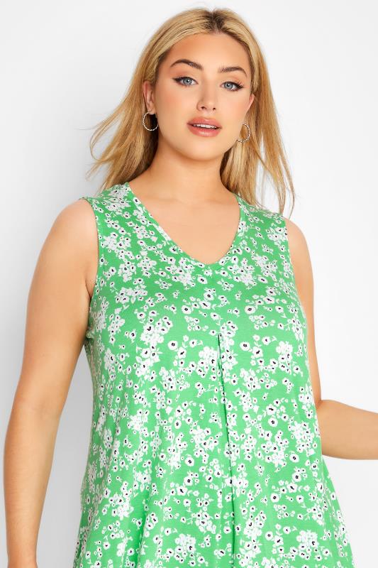 Plus Size Green Floral Swing Vest Top | Yours Clothing 4