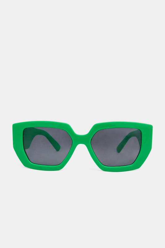 Bright Green Frame Oversized Sunglasses | Yours Clothing  3