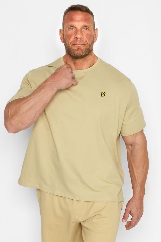 Plus Size  LYLE & SCOTT Big & Tall Beige Brown Crew Neck T-Shirt